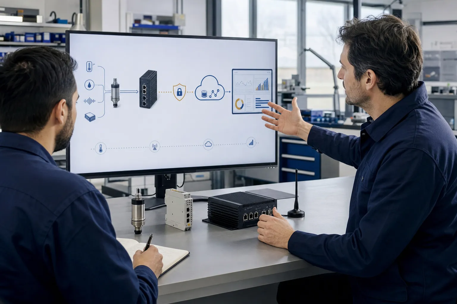 Ingegneri esaminano l’architettura completa di un sistema IoT